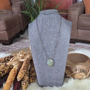 Beautiful NWOT Native American Navajo Pilot Mountain Turquoise Necklace 🩵🎁🤎